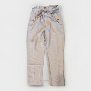 H&M Women’s Paperbag Trouser Pants Size 8 Tan/Khaki Elastic Waist New With Tag